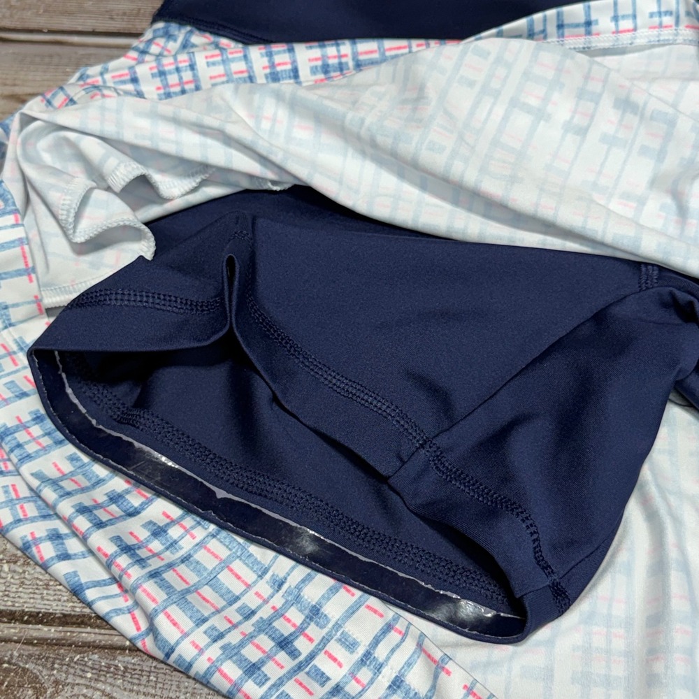Puma Golf Skort Womens Large White Navy Blue Plaid Athletic Activewear Skirt - Picture 6 of 6